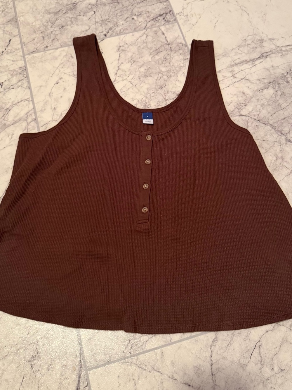 Old Navy Brown Ribbed Henley Tank Top